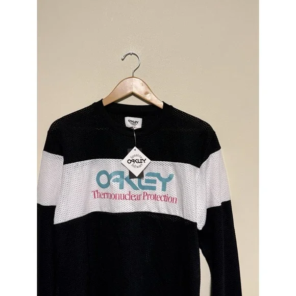 Oakley Shirt Men Black Thermonuclear Protection Long Sleeve Mesh Jersey M - Picture 2 of 6